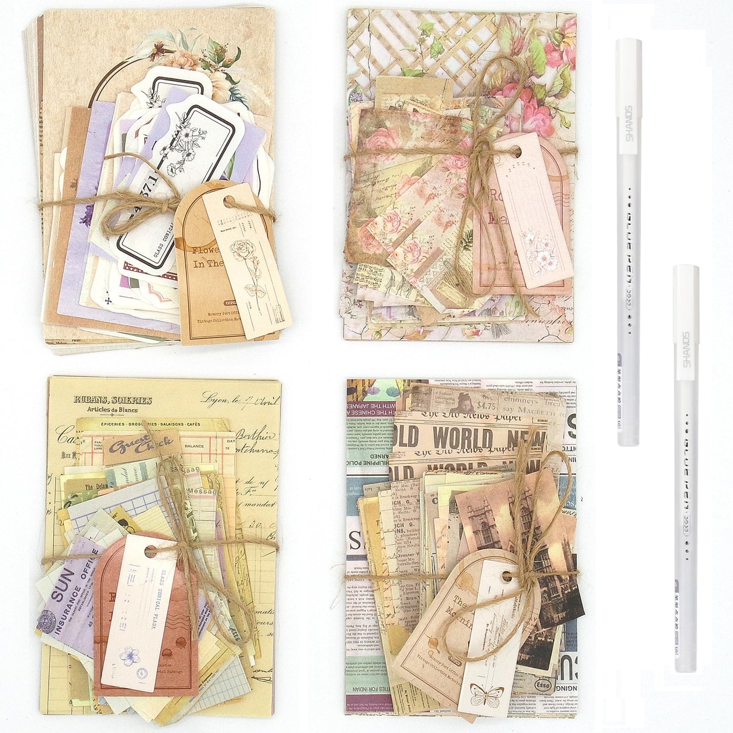 Scrapbook Paper, 400 Sheets of journaling Supplies for Vintage Crafts Planner Bullet Junk Journal Supplies Mixed Media Collage Card Album