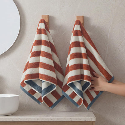 REDKISS 2 Pack Striped Hand Towels for Bathroom - 100% Cotton Decorative Hand Towel Set, 32x72cm, Soft Absorbent and Quick-Dry Towels for Bathroom