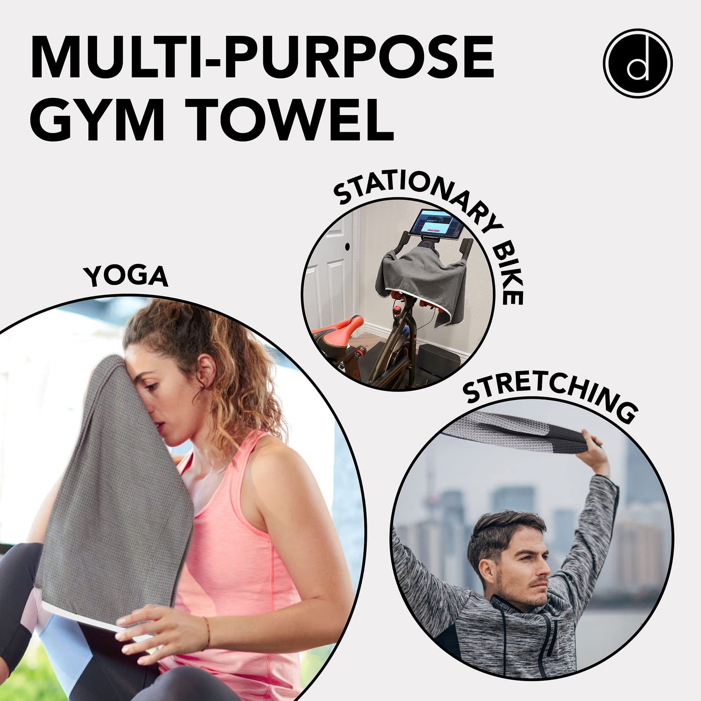 Fitness Gym Towels - 2 Pack - for Workout and Sports - Absorbent, Fast Drying, Odour-free - Grey