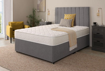 Starlight Beds Quilted Brick Sprung Hybrid Small Double Mattress with Memory Foam Layer. Soft Firmness, White, 18cm Deep. 4ft Mattress (120cm x 190cm)