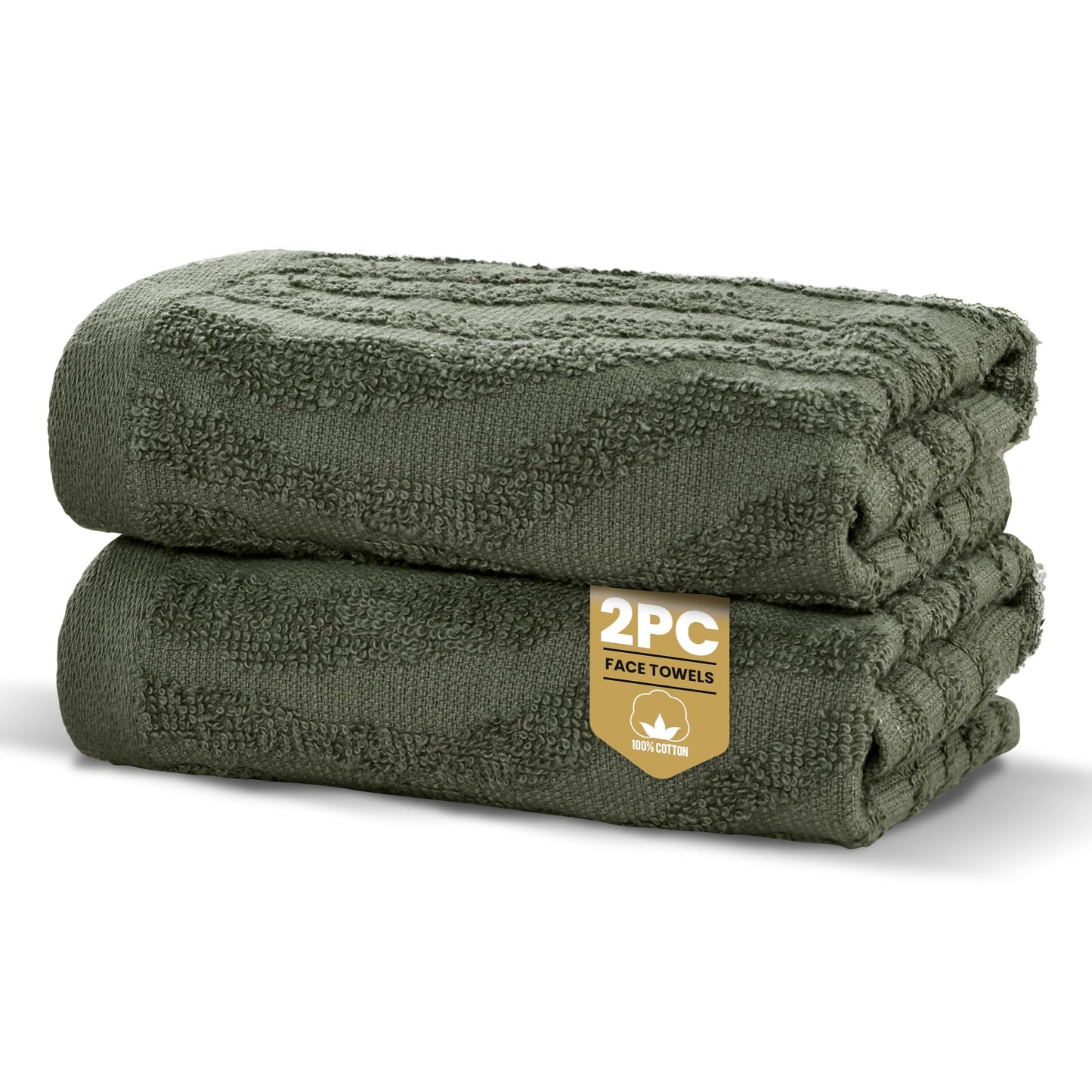 Rapport Home Safari Face Towels 2-Pack | Luxurious 100% Cotton 500gsm Soft Absorbent Face Cloths | Oeko-Tex Certified Bathroom Hand Towels