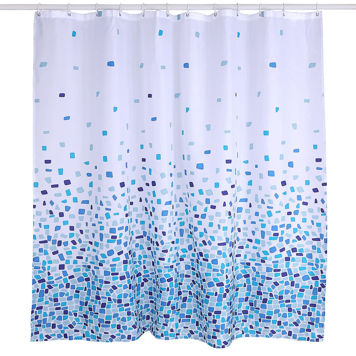 VIROSA Mosaic Blue Shower Curtain for Bathroom Anti Mould, Mildew Resistant | Size 180x180 cm 71 x 71 Inch | Water Repellant Fabric | 100% Polyster