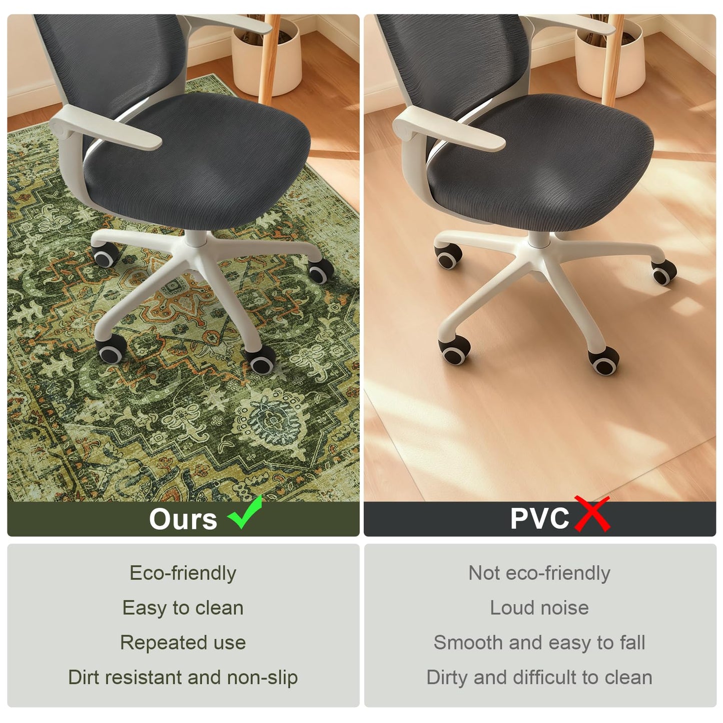 Homcomodar Office Chair Mats for Hardwood Floor 90x120cm Computer Chair Mat for Home and Office Floor Mat for Office Chair Non Slip Rubber