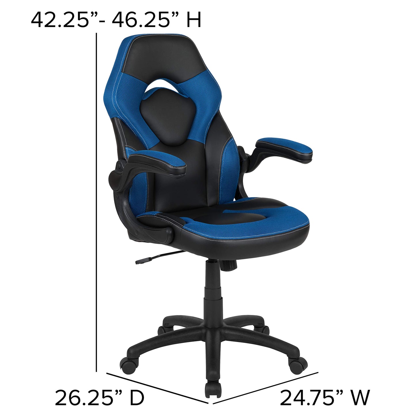 Flash Furniture X10 Gaming Chair - Ergonomic Office Chair for PC & Gaming Setups, Adjustable Gamer Chair with LeatherSoft Back Support, Blue/Black