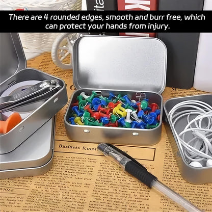 Gaaines 2 Pcs Rectangular Small Tin Boxes, for Key Coin OrganizerSilver