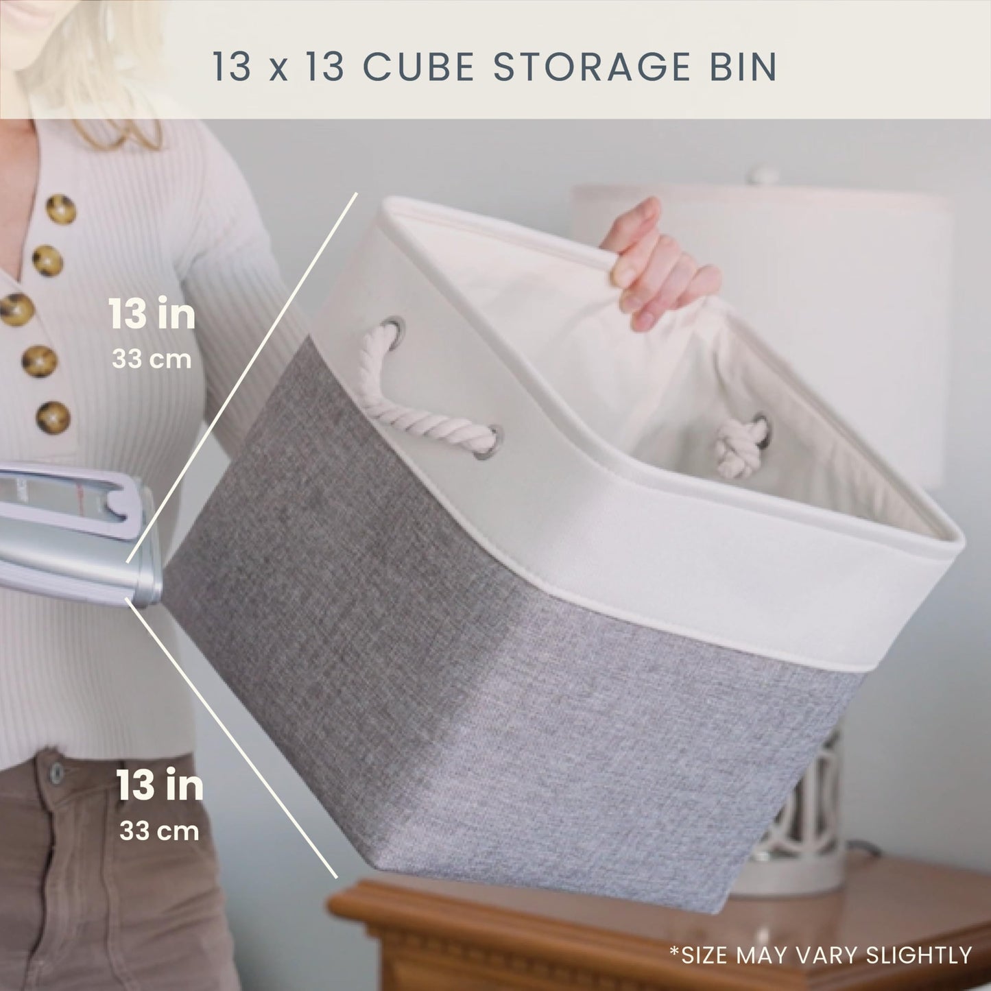 OrganiHaus Fabric Storage Boxes, Set of 4 Foldable 33X33 Cube Organiser Bins with Rope Handles for Shelves, Nursery & Closet