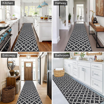 SHACOS Extra Long Hallway Runner Rug 60 x 240 cm Non Slip Carpet Runner Rug Black Hallway Runner Long Narrow Rug Washable Runner Rug for Hallway,
