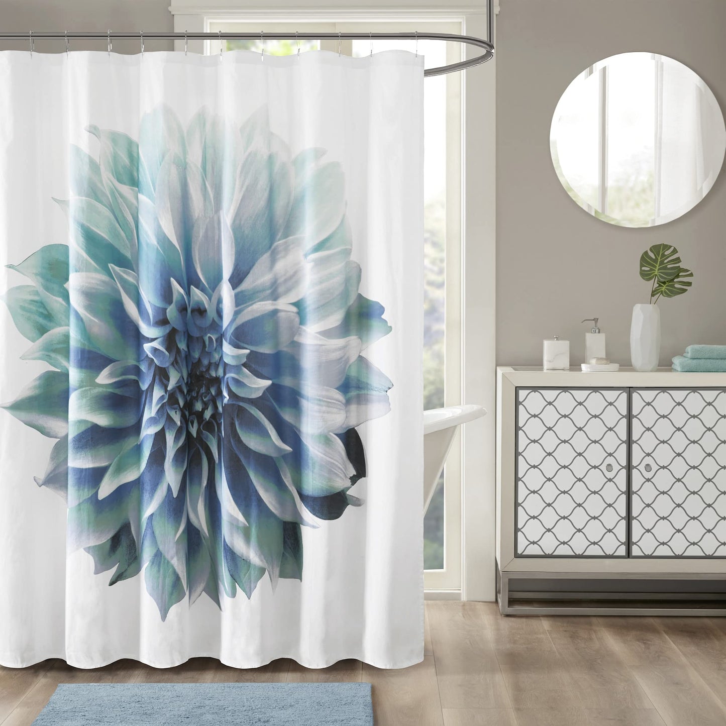 Madison Park Shower Curtain, Aqua, 72x72