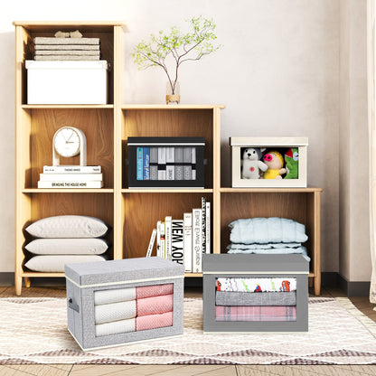 Homsorout 3 Pack Storage Boxes with Lids Foldable Storage Cubes with Transparent Window Fabric Storage Organiser Box for Toys, Clothes, Books
