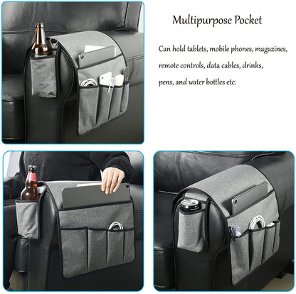 Spacmirrors KOSTOO Sofa Armrest Organizer Couch Arm Chair Caddy Sofa Cover Storage Holder for Remote Control Magazine Book Smart Phone Tablet Drinks