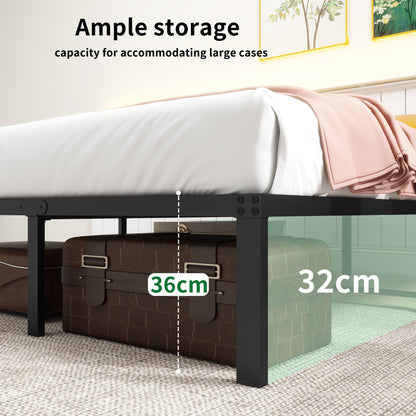 HOMERECOMMEND 4ft6 Double Bed Frame with Under Bed Storage,135x190cm,Black