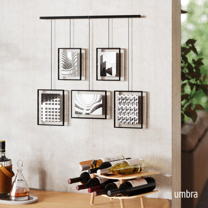 Umbra Exhibit Picture Frame Gallery Set, Adjustable Collage Display for 5 Photos, Prints, Artwork and More, Holds two 4 x 6" and three 5 x 7" Photos,