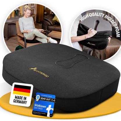 SANTERGO Orthopedic Seat cushion PATENTED & STABLE Lumbar Coccyx | Seat cover office chair car wheelchair | seat cushion, ergonomic back cushion