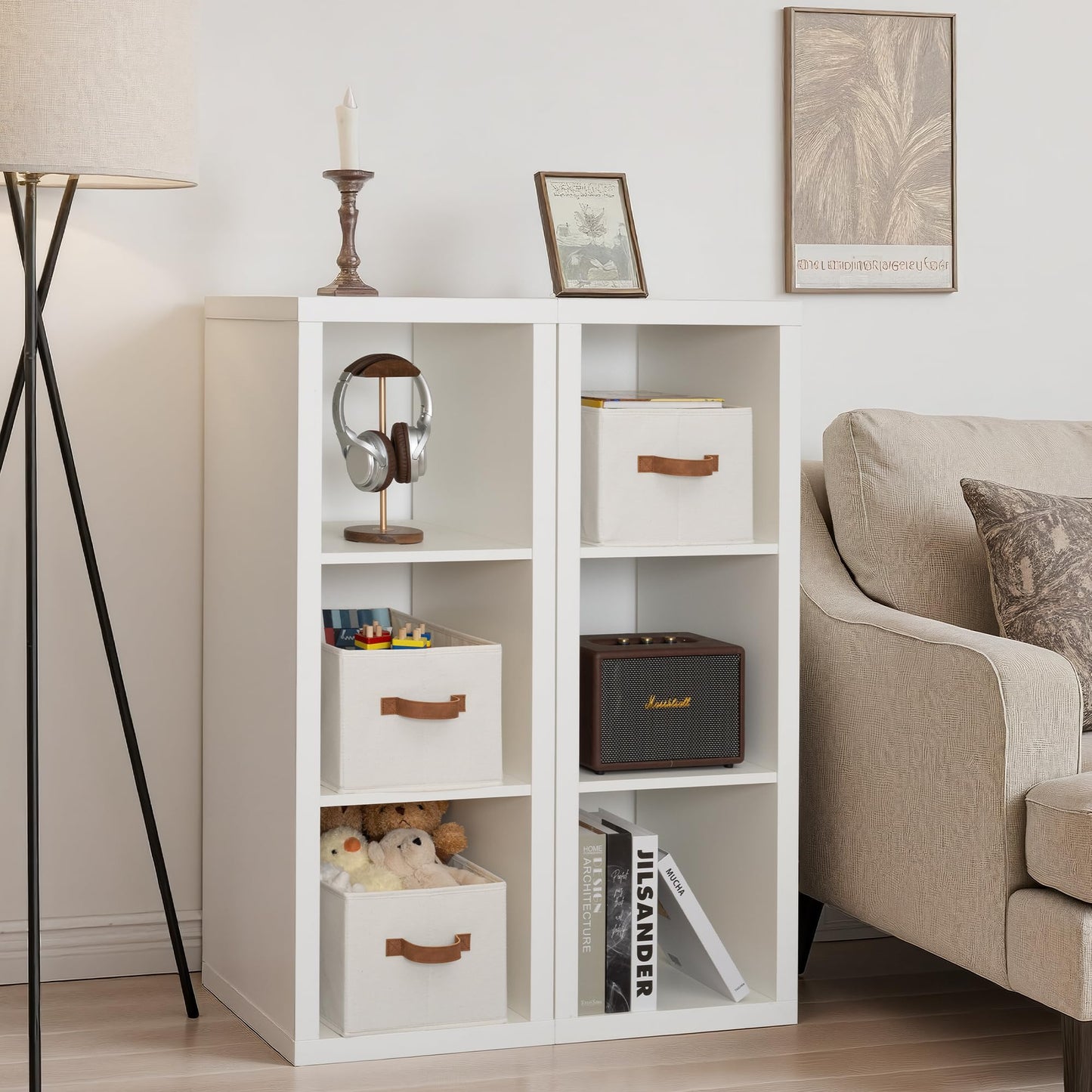StorageWorks Storage Baskets for Shelves, Foldable Storage Boxes with Handles, Clothes Storage Boxes, Shelf Baskets for Towel