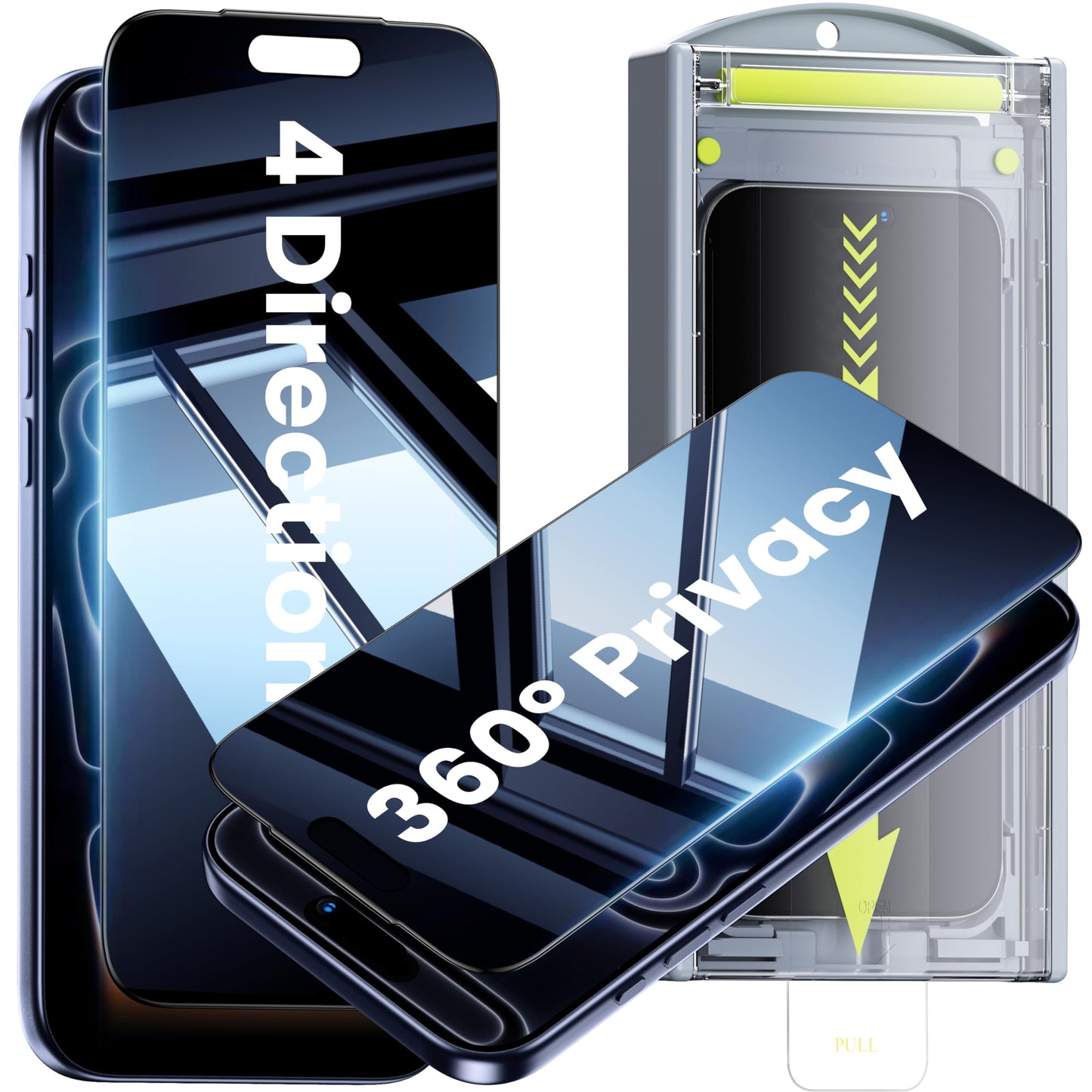 WSKEN for iPhone 17 Pro Privacy Screen Protector - [360?Anti Spy] [Auto Dust-Remove] Case Friendly Tempered Glass 9H+ Hardness Easy