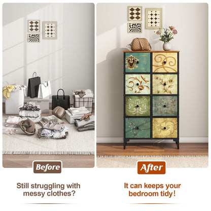 LYNCOHOME Chest of Drawers, 8 Drawer Fabric Bedroom Dresser Storage Drawrs, Storage Organizer Unit for Bedroom, Living Room, Entryway, Nursery