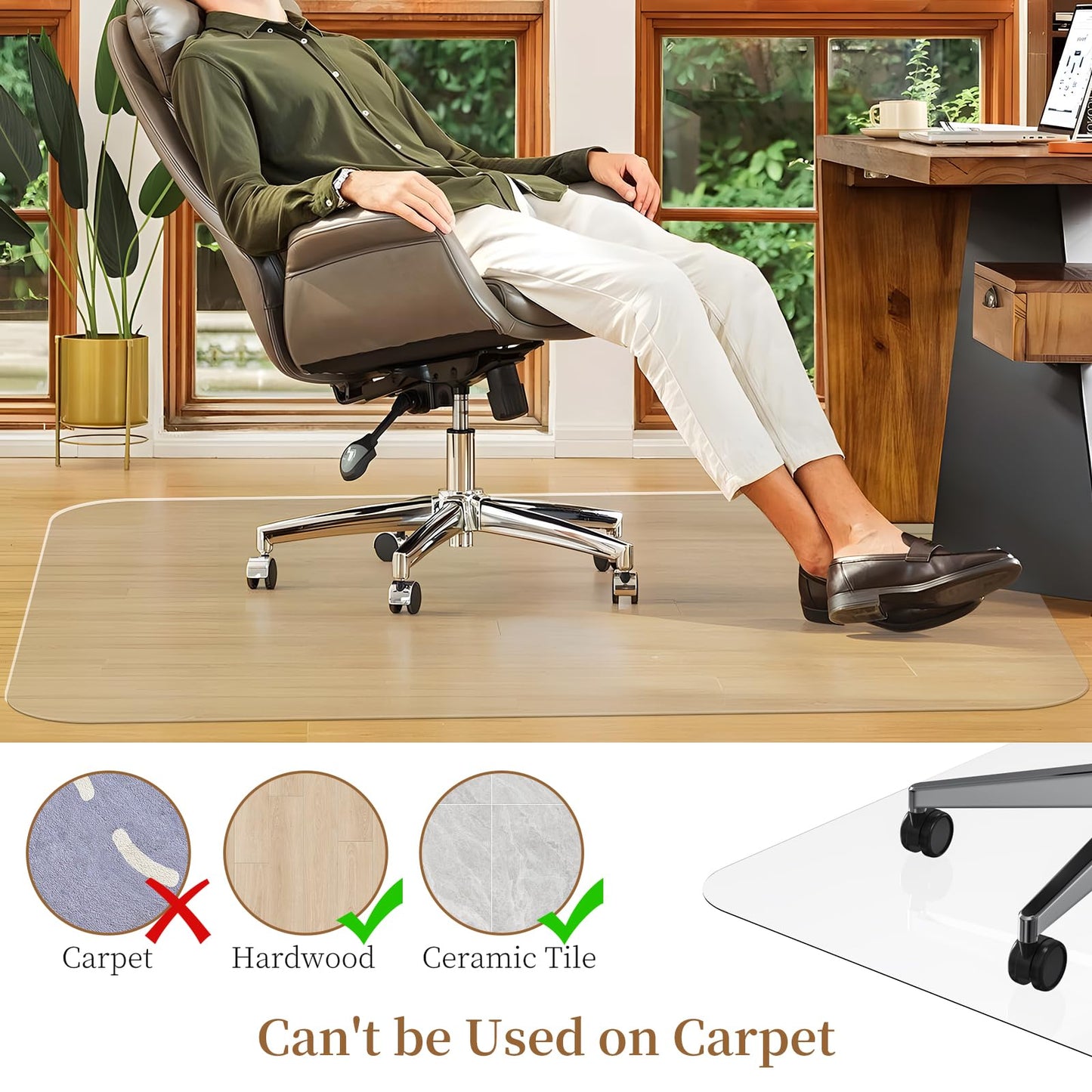 MESHDO Office Chair Mat for Hardwood Floor, 117 X 152 Desk Chair Mat for Hard Floors, PVC Clear Floor Protector for Home and Office Floor Mat