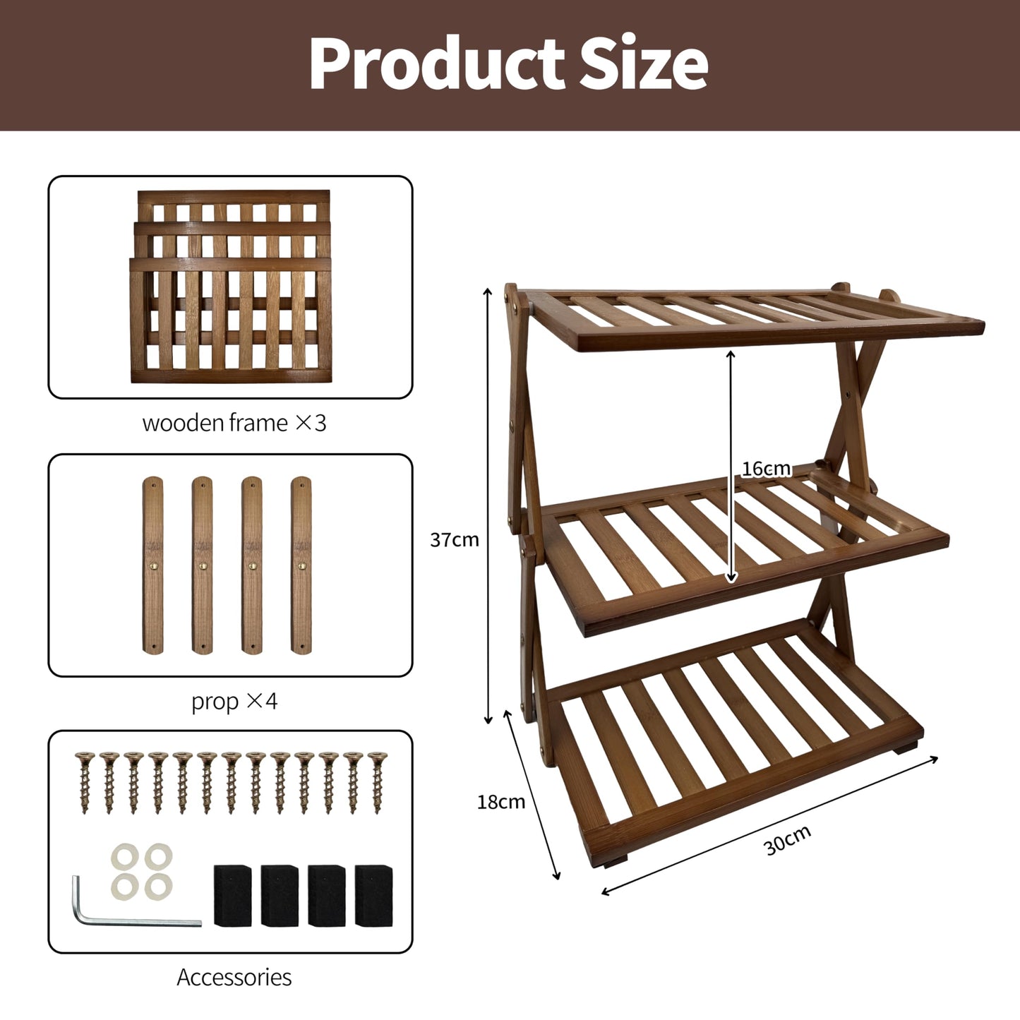 FloraVigo Office desk shelf, three-tier wooden desktop bookshelf, storage rack, suitable for office desks, bedrooms, kitchens