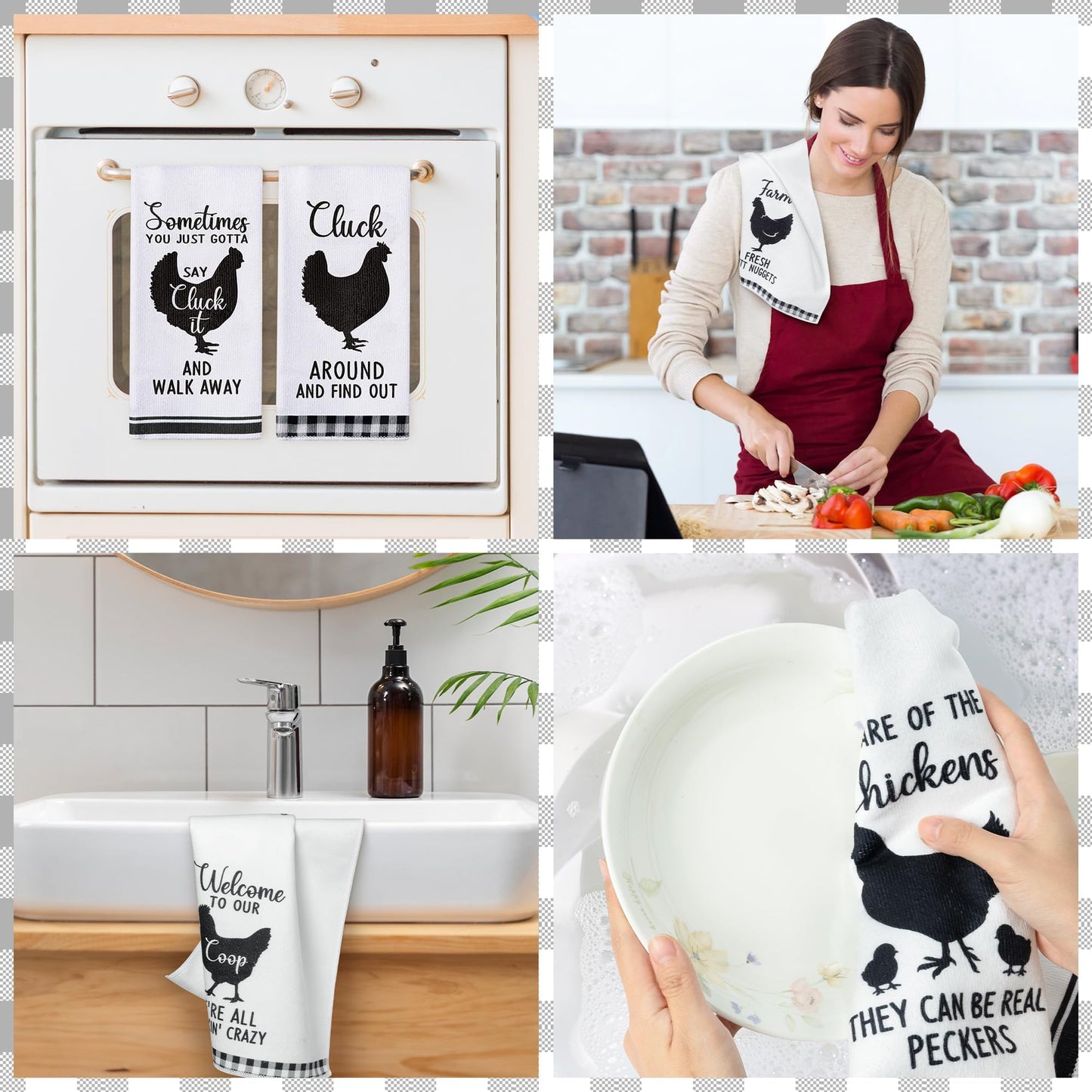 R HORSE 5Pcs Kitchen Dish Towels - Funny Dishcloths Gift, Absorbent