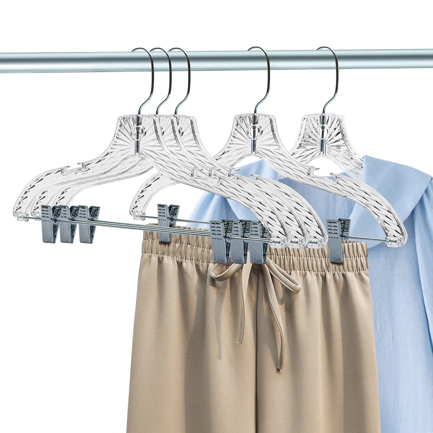 12 Quality Hangers Clear Crystal Plastic Skirt/pant Hangers 17" Crystal Hangers Heavy Duty - 12 Pack