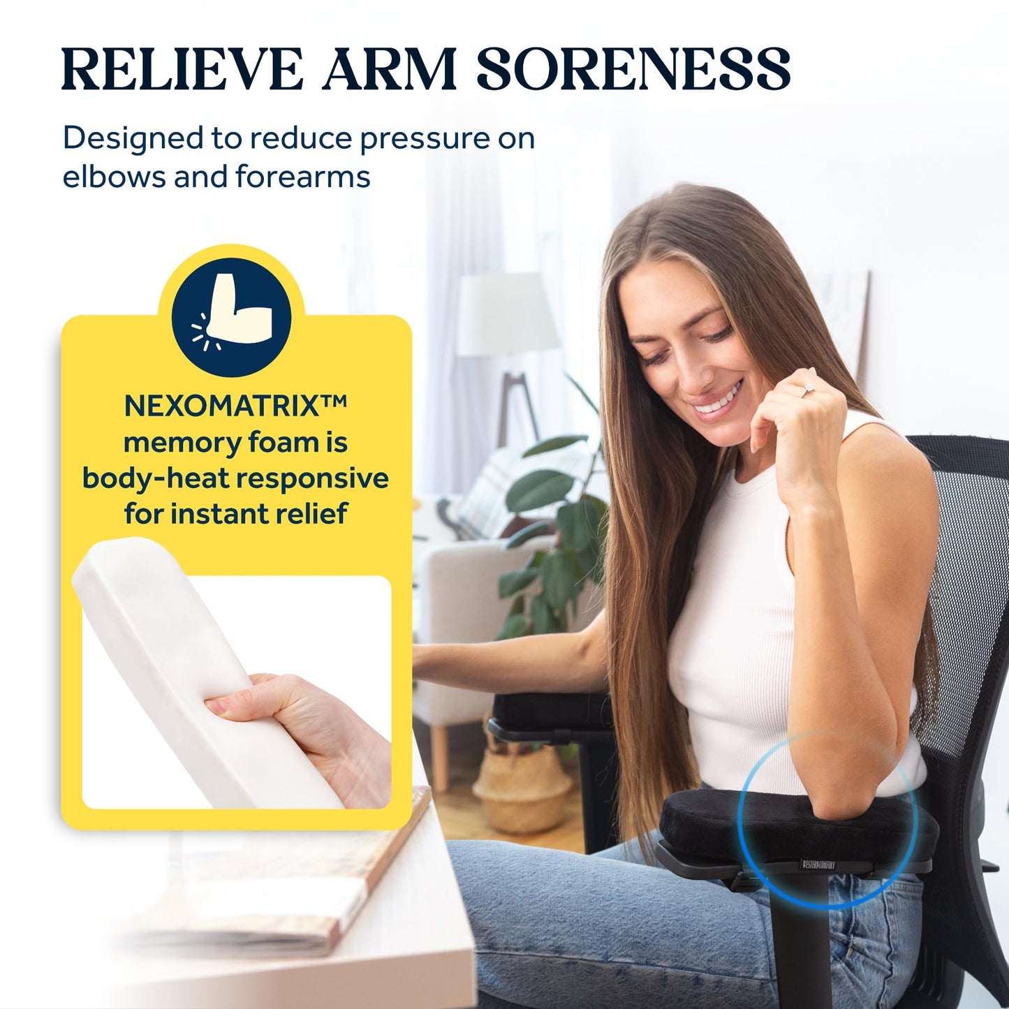 WESTERN COMFORT Thick Office Chair Arm Pads - Office Chair Arm Covers - Armrest Pillow (Flat)