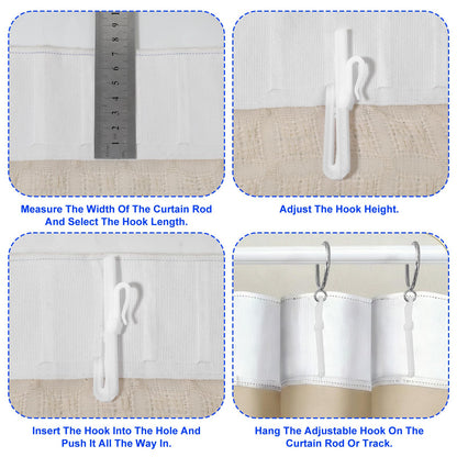 50 Pcs Pinch Pleat Curtain Hooks, Adjustable Plastic Curtain Hooks 85mm Ratchet System Drapery Pin Hook for Drapes Window Door Curtains Shower