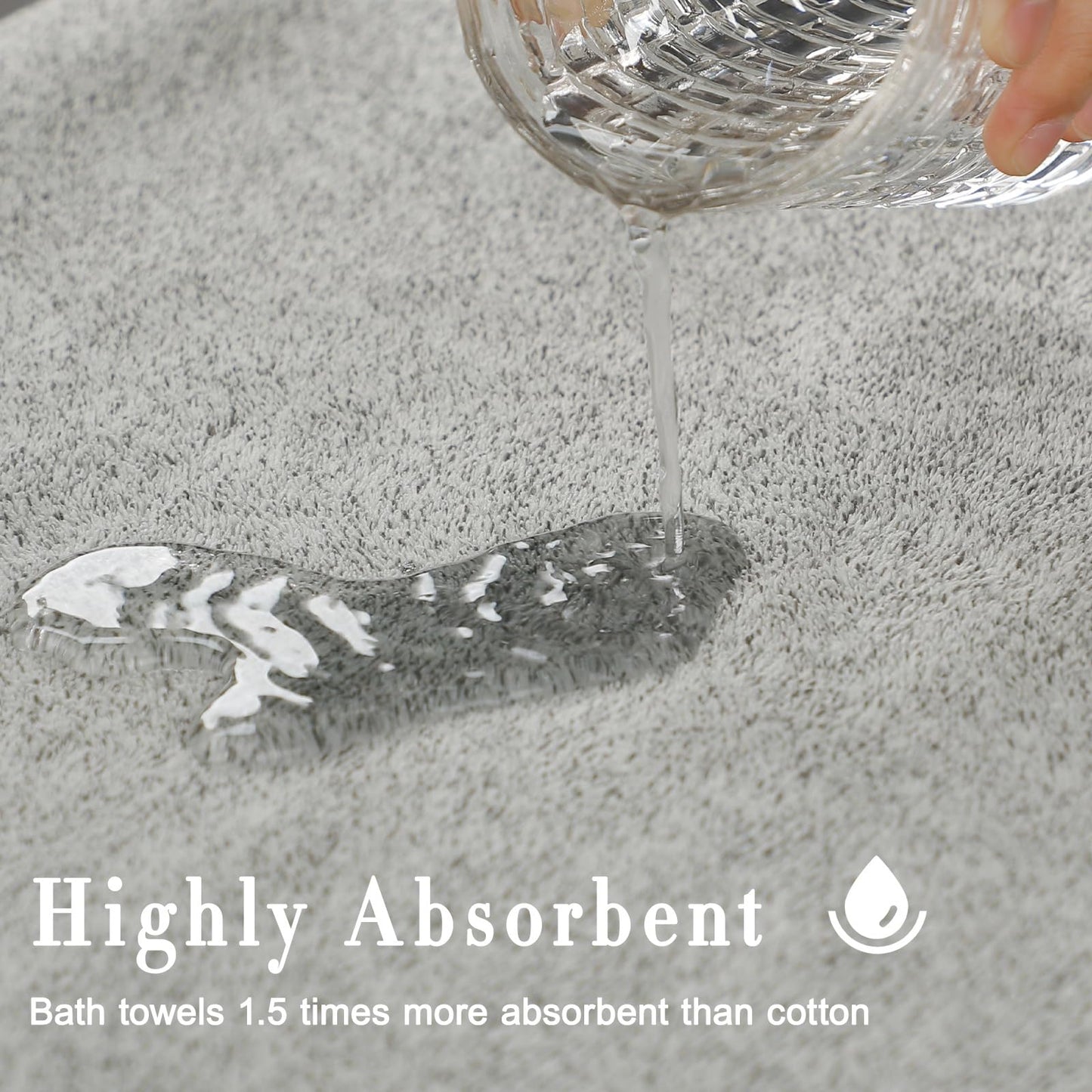 SEISSO Set of 2 Bath Towels, 88.9 × 160 cm Oversized Bath Sheets, Highly Absorbent & Quick-Drying Bamboo Fibre Towels for Bathroom Use, Grey