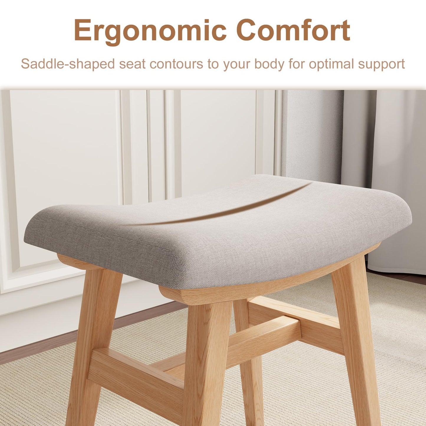 YQJJGL Dressing Table Stool Comfortable Vanity Stool Simple Padded Stool Chair for Makeup Desk Easy-To-Install Bedroom Chair Stool Suitable for
