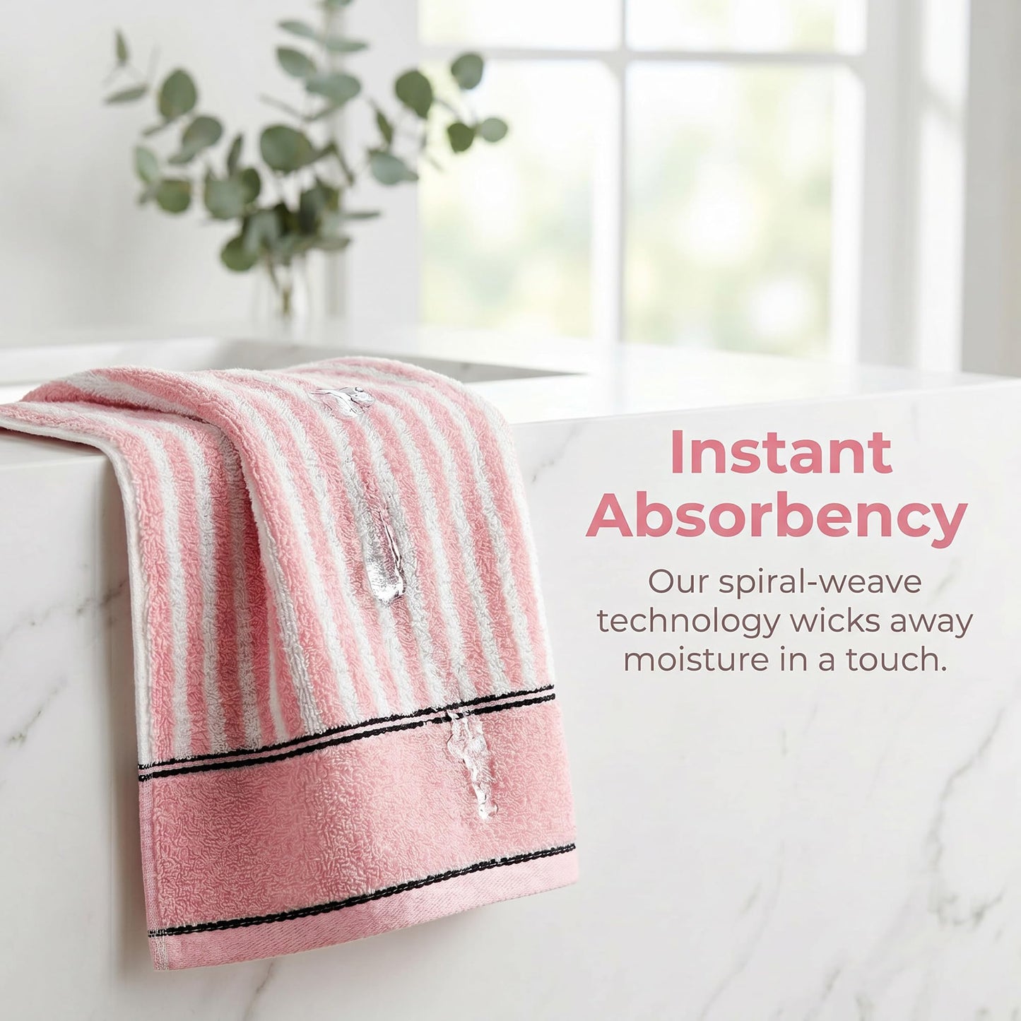 HMETOL Striped Cotton Soft Absorbent Decorative Bathroom Hand Towels
