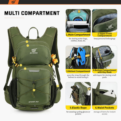 SKYSPER Cycling Backpack 20L Lightweight Bike Backpack for Men Women Running Rucksack for Biking Hiking Climbing(Armygreen)
