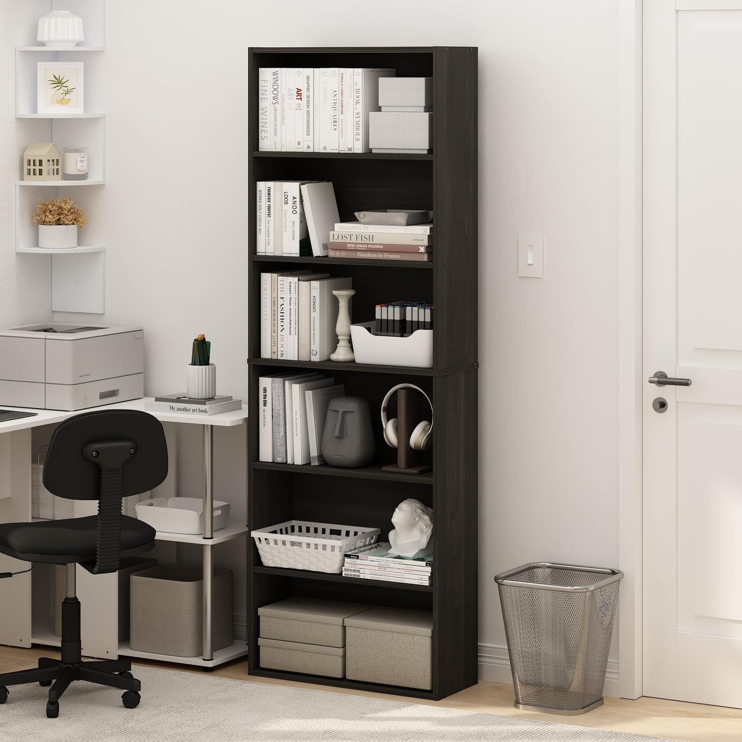 Furinno JAYA Simply Home Free Standing 6-Tier Open Storage Bookcase, Espresso