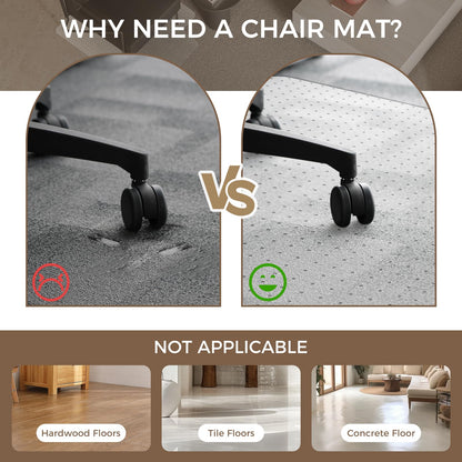 FRUITEAM 114x135 cm Office Chair Mat for Low Pile Carpet Protector with Lip