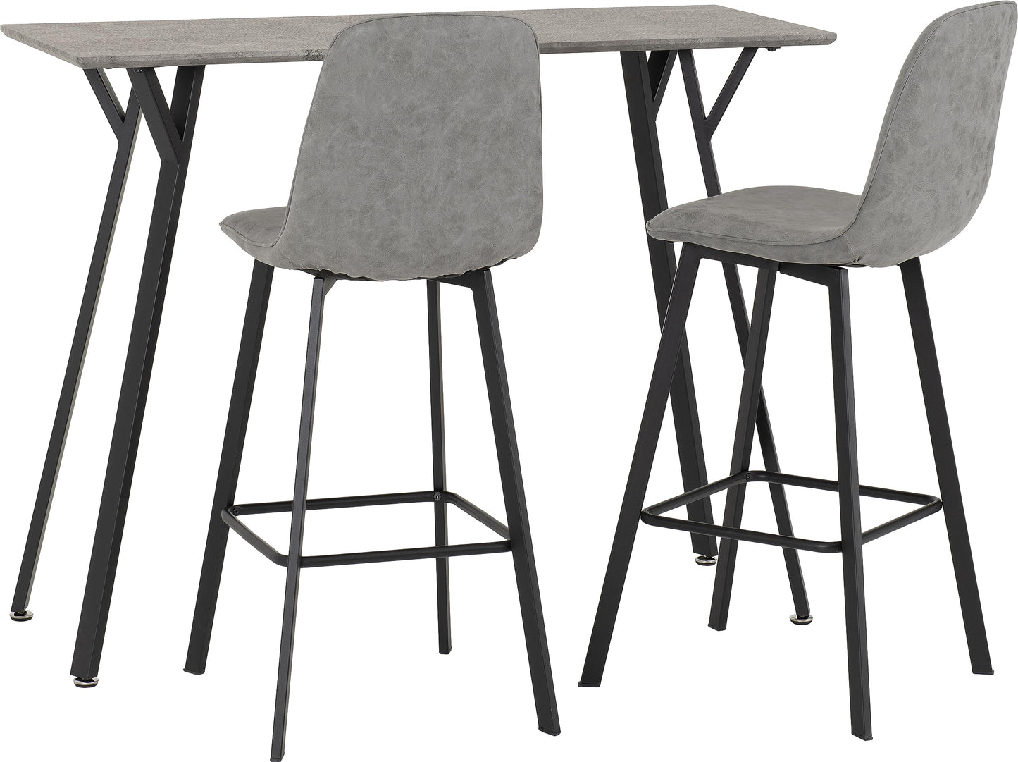 Seconique Quebec Bar Table in Concrete Effect/Black