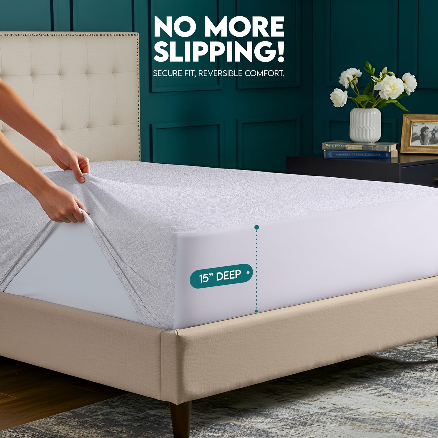 Utopia Bedding Bamboo Waterproof Mattress Protector Twin, Mattress Cover, Breathable, Fitted Style with Stretchable Pockets