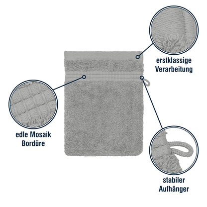 Merana Rome Washcloth Set Absorbent Soft and Lint- Terry Wash Gloves Luxury Quality Heavy Organic Cotton 590 GSM