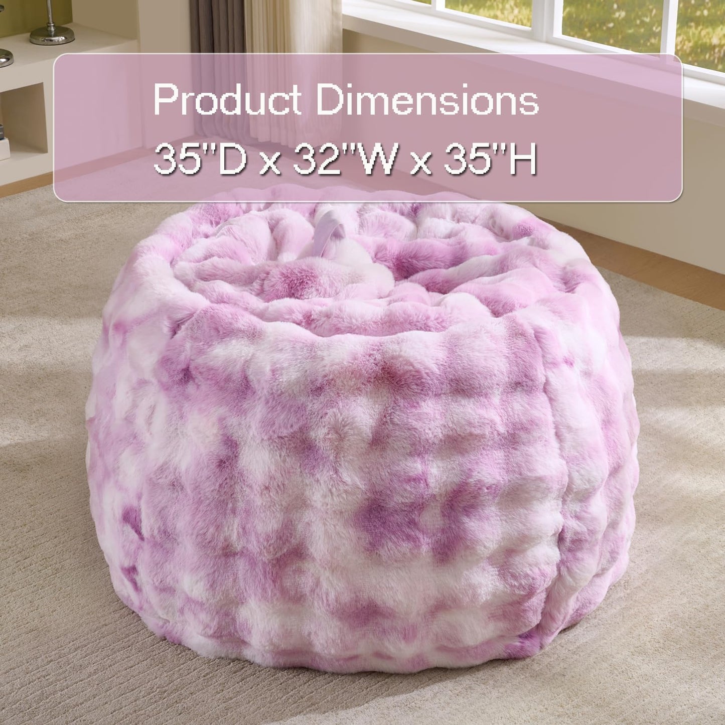 Fluffy Faux Rabbit Fur Bean Bag Chair Cover(No Filler),Cozy Shaggy Bubble Stuffed Animal Storage Large Bean Bag Cover for Bedroom Living Room,Fuzzy