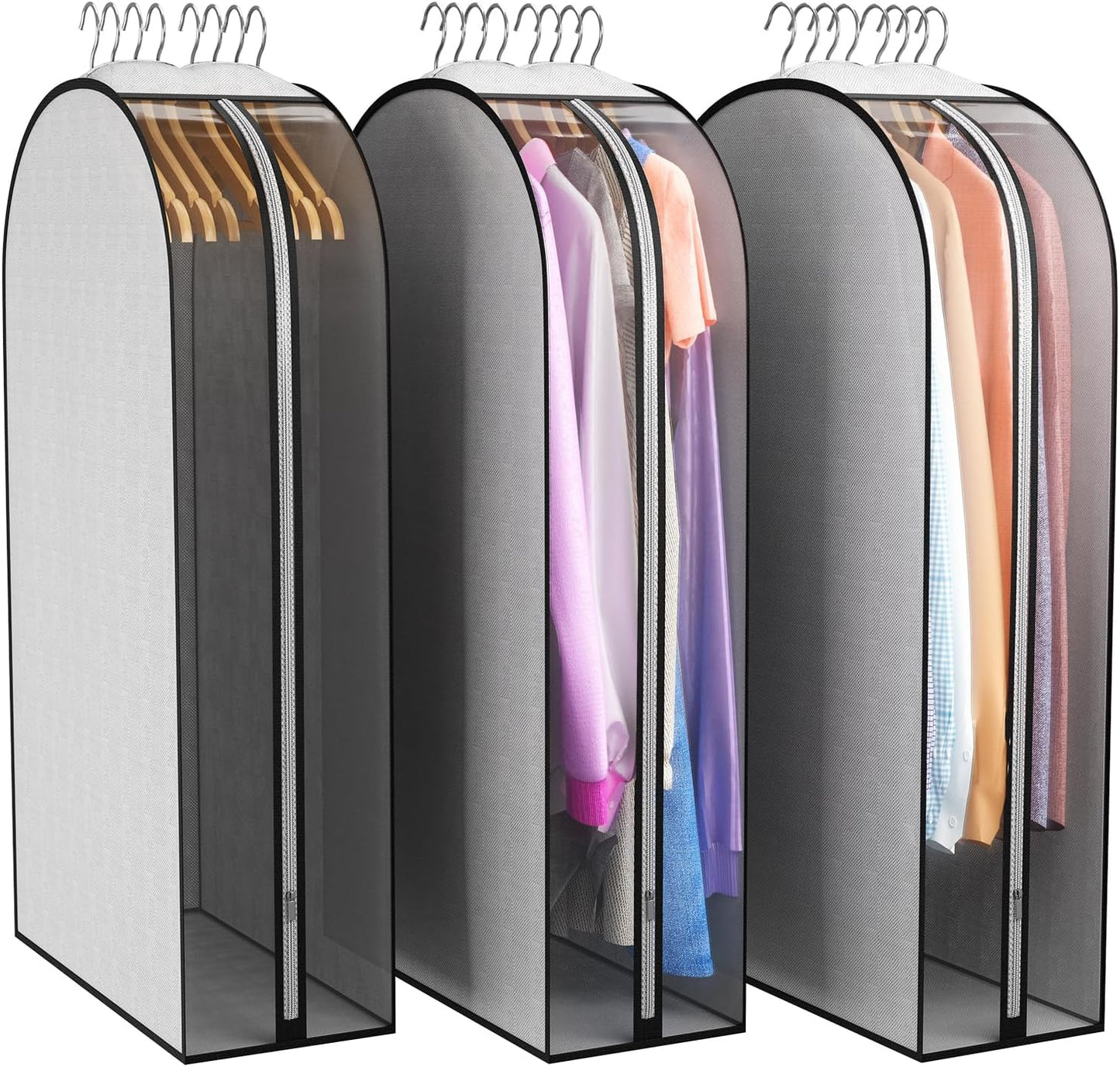 Blueshake 10" Gusseted Garment Bags For Hanging Clothes, 40" Garment Bags For Storage,Side Clear Garment Covers For Coats, Jackets, Sweaters, Jacket
