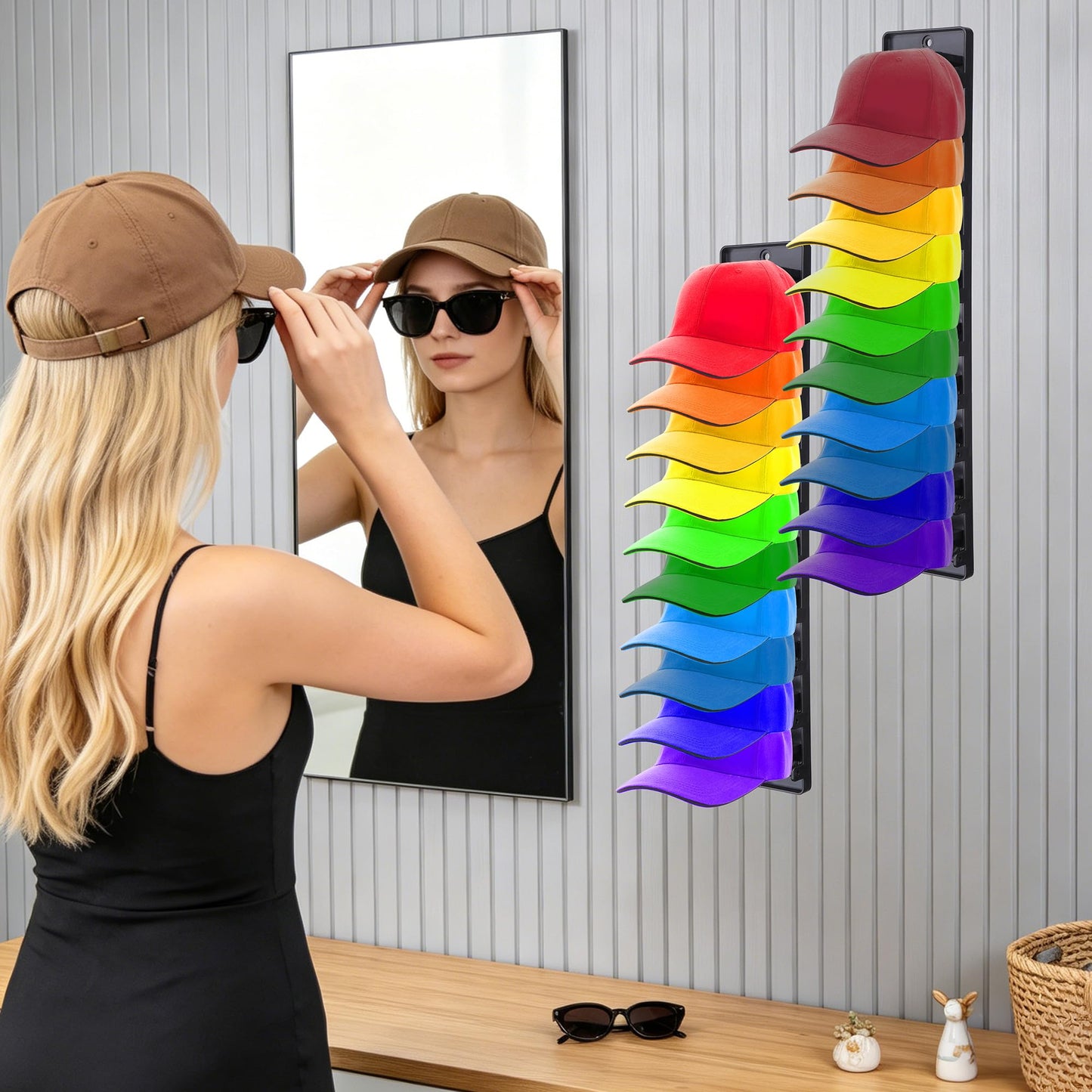 Seivunol Hat Organizer for Baseball Caps, Hat Rack for Wall, Hold 20 Hats