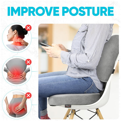 FORTEM Seat Cushion & Lumbar Support for Office Chair, Car Seat Combo
