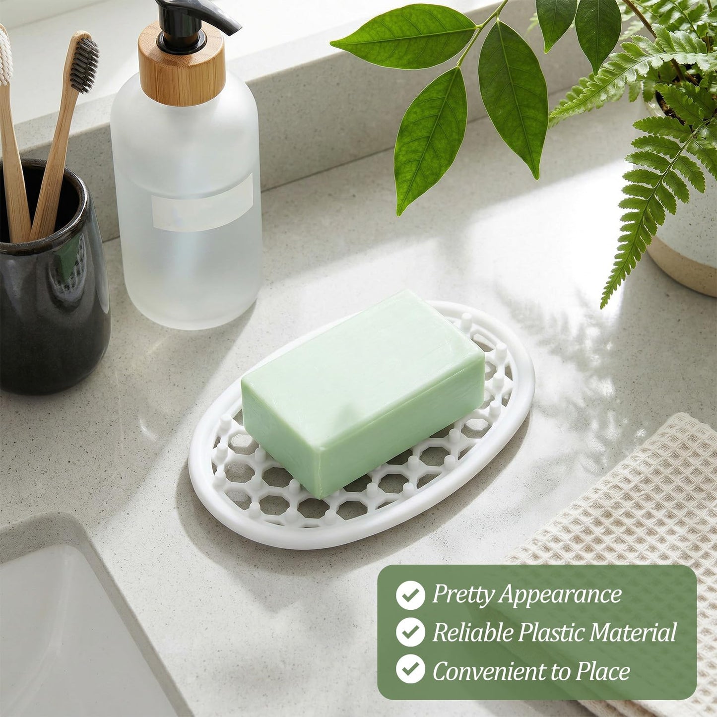 3PCS Silicone Soap Holder Shower, Self Draining Soap Dish for Bathroom Sink, Non-Slip Soap Dish Tray with Drainage