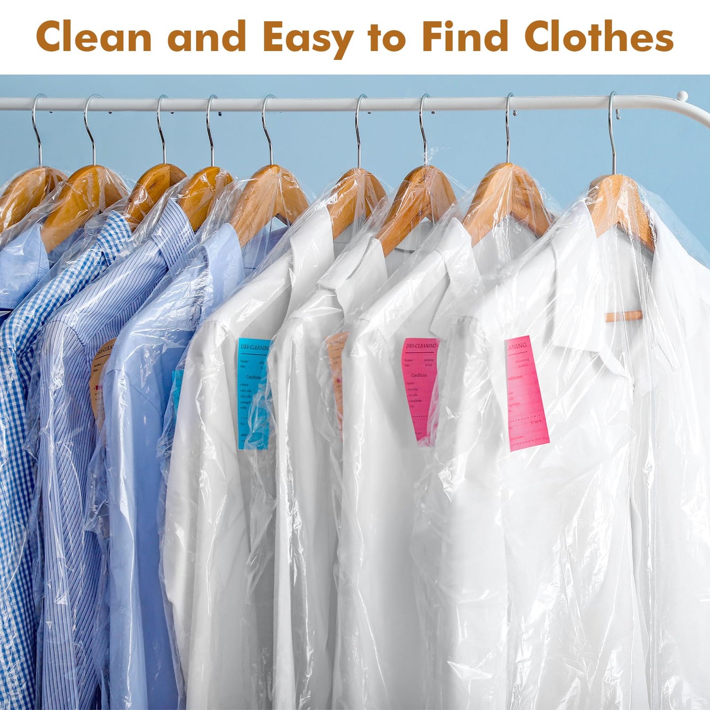 Hejo 30 Pack Plastic Clothes Covers, 60x140cm Dry Cleaning Bags