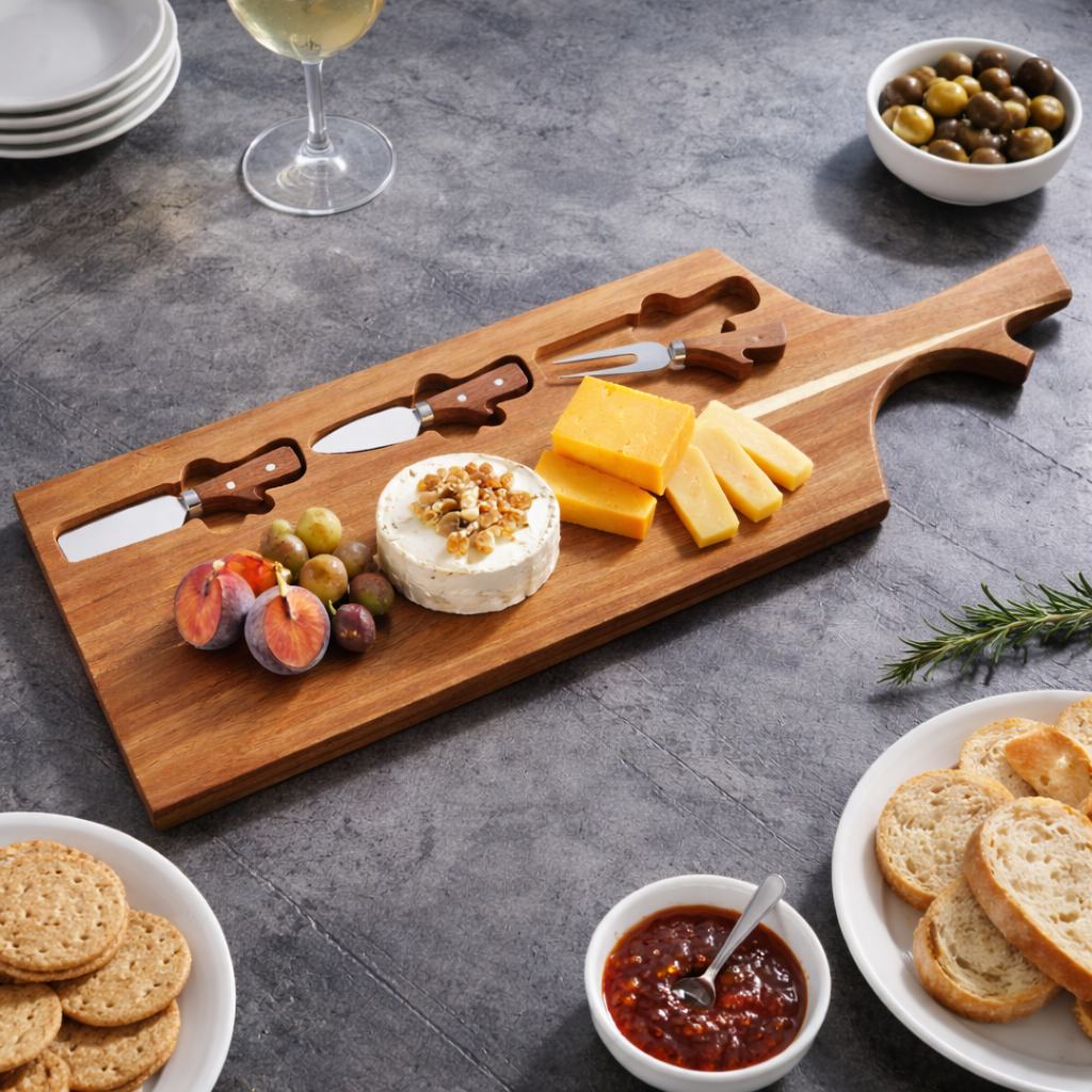 Wooden Cheese Board with Cheese Cutters A242594