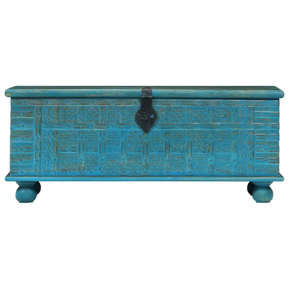 vidaXL Storage Chest | Blue | Solid Mango Wood | 100 cm x 40 cm x 41 cm