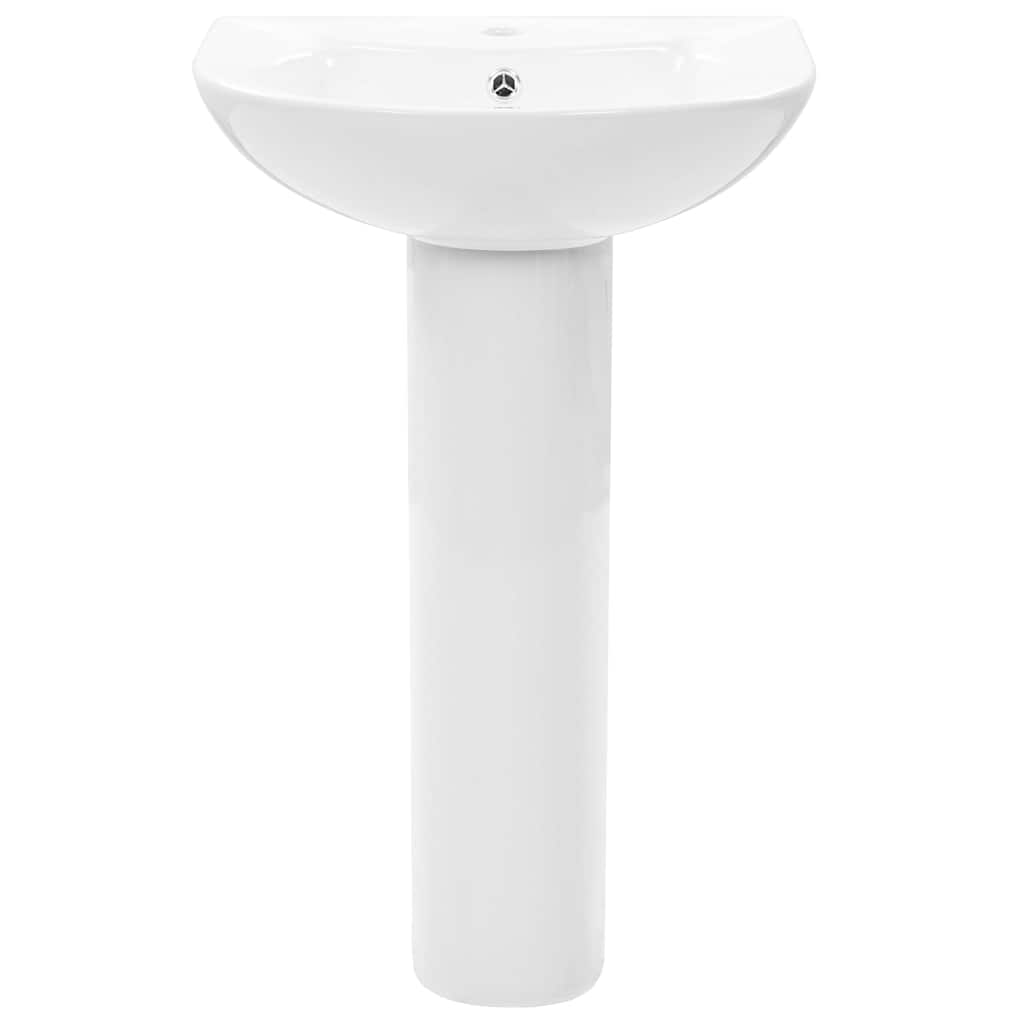 vidaXL Freestanding Basin with Pedestal Ceramic White 520x440x190 mm