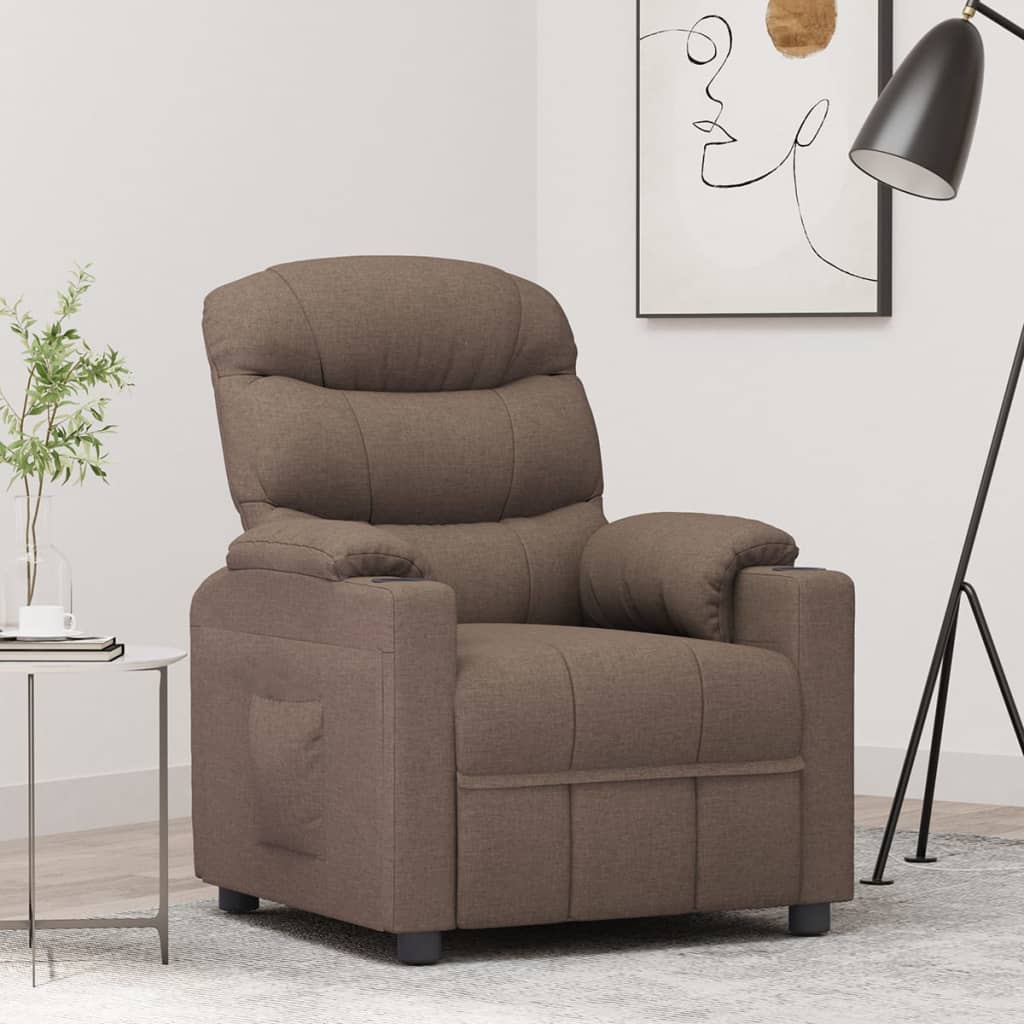 vidaXL Recliner Chair Taupe Fabric