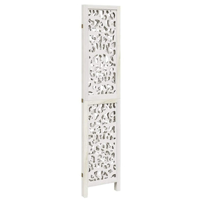 vidaXL Room Divider 3 Panels White Solid Wood Paulownia