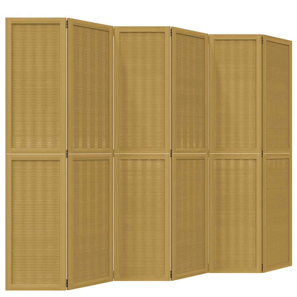 vidaXL Room Divider 6 Panels Brown Solid Wood Paulownia