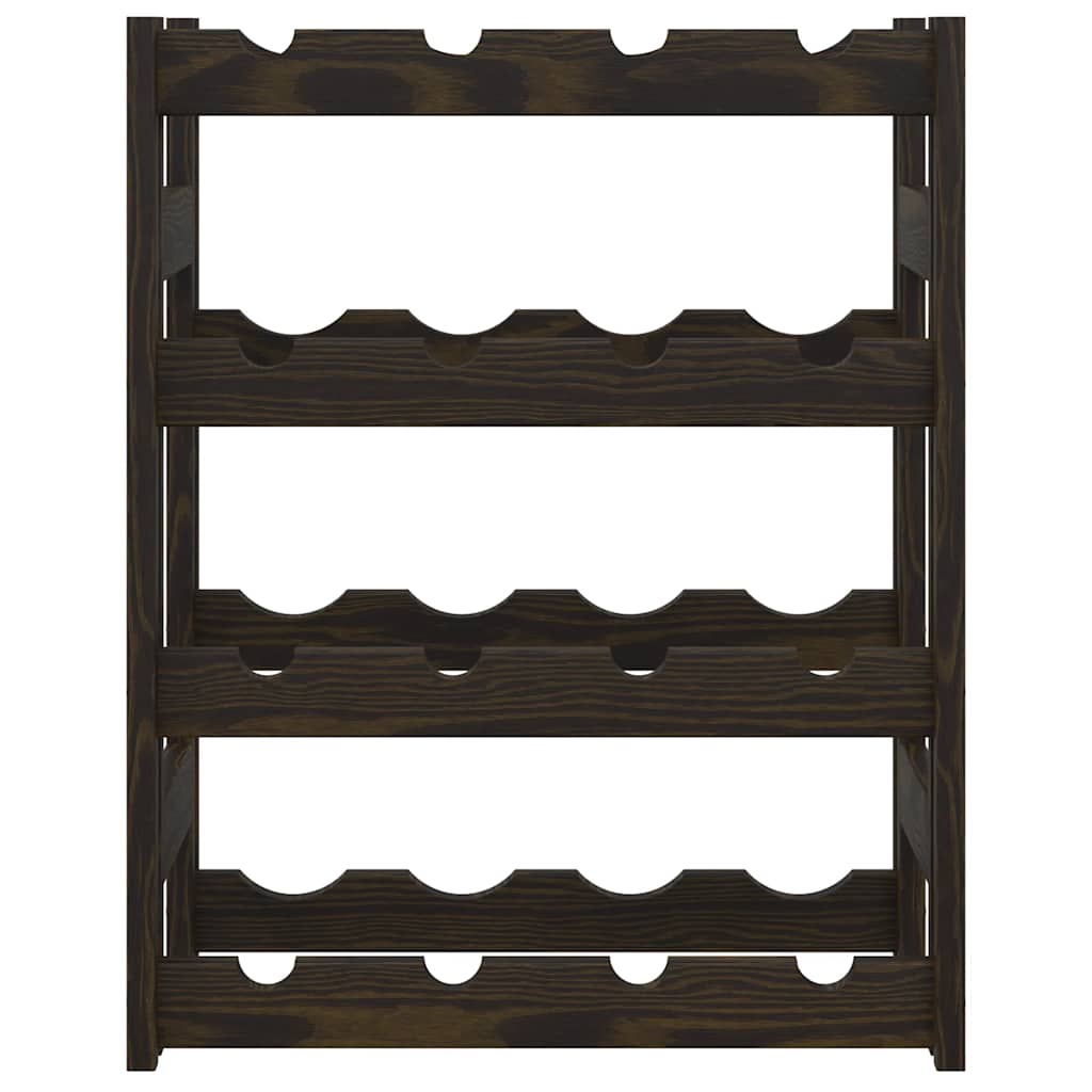 vidaXL Wine Rack for 16 Bottles Black Solid Wood Pine