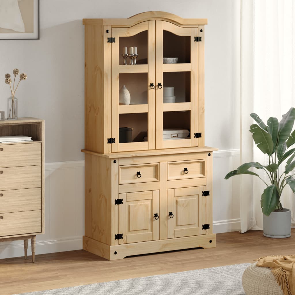 vidaXL Glass Display Cabinet Corona 100x48.5x179 cm Solid Wood Pine