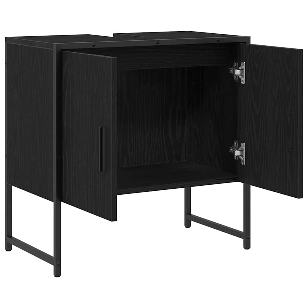 vidaXL Bathroom Sink Cabinet Black Oak 60 x 30 x 60 cm Engineered Wood